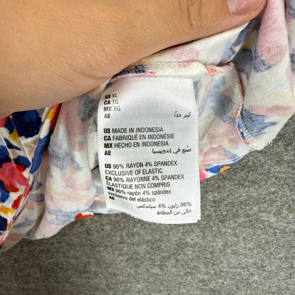 Style & Co. Blouse Women XL White Colorblock Short Sleeve Round Neck Rayon - Picture 4 of 7